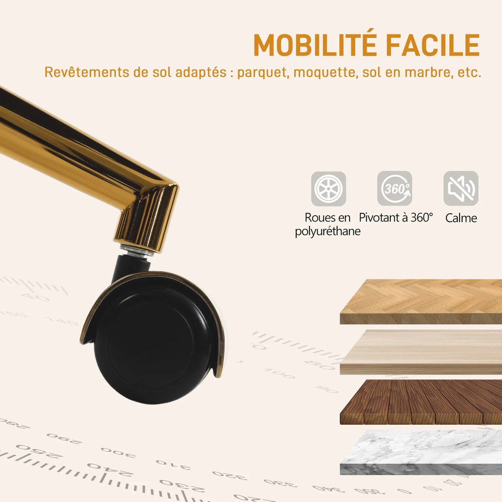 HOMCOM Scaun de birou, fotoliu de birou ergonomic reglabil pe înălțime, șezut pivotant, bază din oțel, crem | Aosom Romania