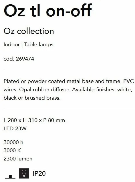Lampa de masa LED design modern circular OZ TL ON-OFF BIANCO