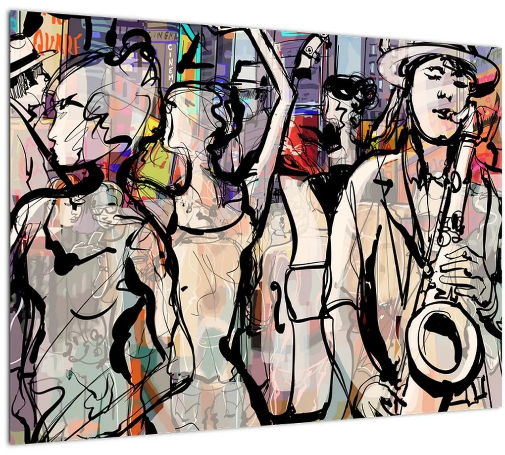 Tablou pe sticlă - Seara de jazz (70x50 cm)