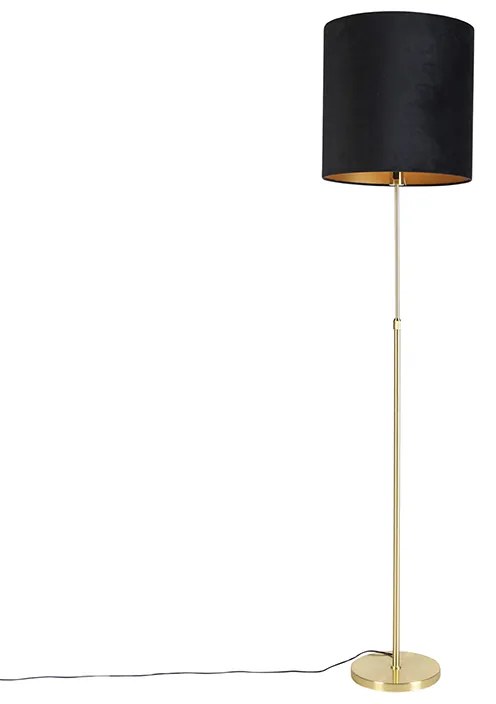 Lampă de podea auriu / alamă cu nuanță de velur negru 40/40 cm - Parte
