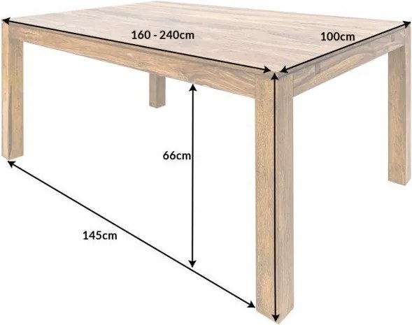 Masa extensibila din lemn masiv Lagos 160-240cm