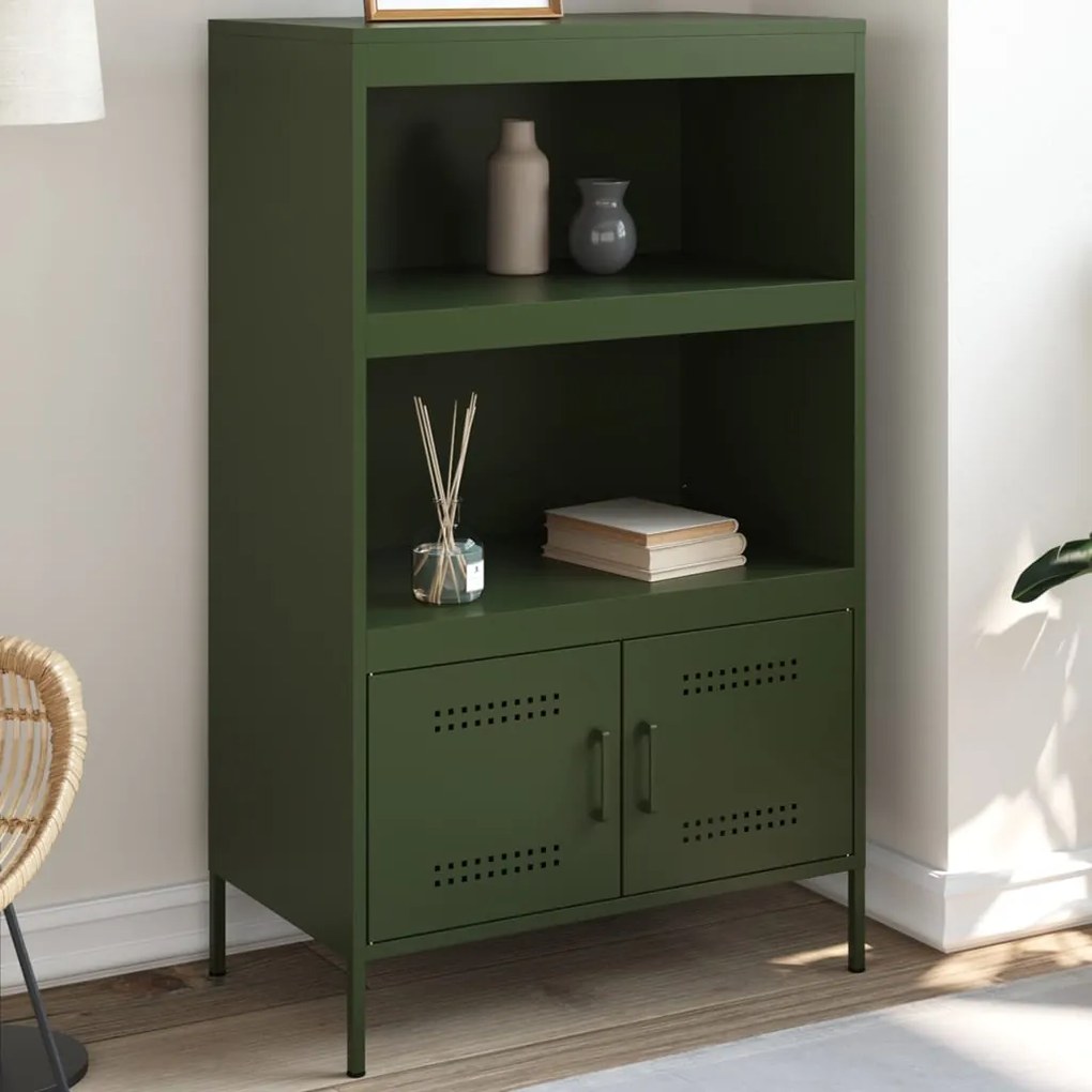 vidaXL Dulap înalt, verde măsliniu, 68x39x113 cm, oțel