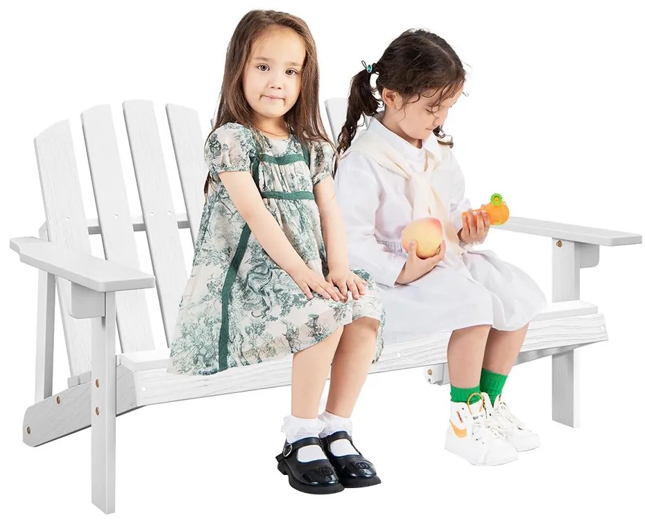 Scaun Adirondack pentru 2 persoane pentru copii, alb