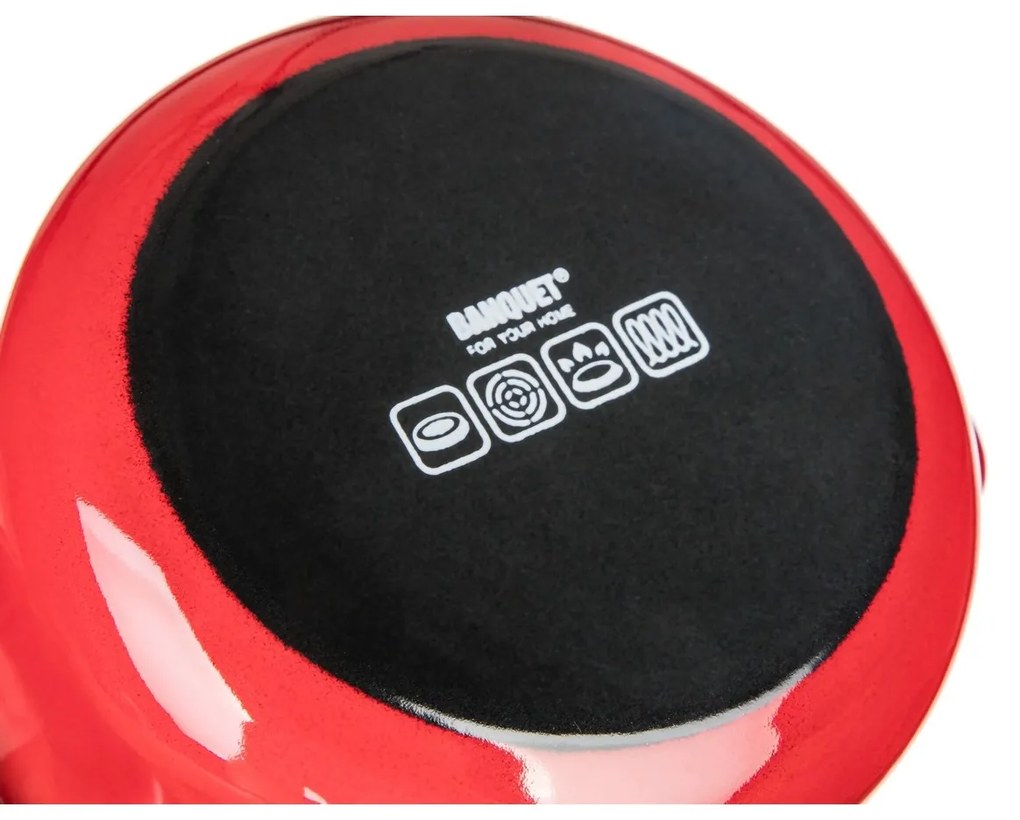 Oală emailată cu capac Banquet Milton roșu, 12 cm, 0,78 l, 12 cm