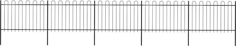 vidaXL Gard de grădină cu vârf curbat, negru, 8,5 m, oțel