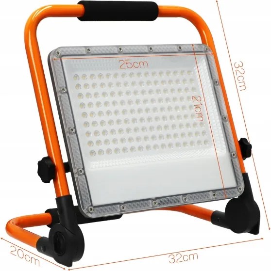Proiector LED cu stativ, 100W, 230V, 4500K, IP65, portocaliu