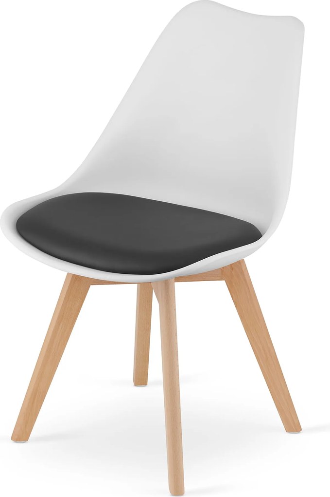 Reducere Scaun alb-negru BALI MARK cu picioare din lemn de fag calitatea II.