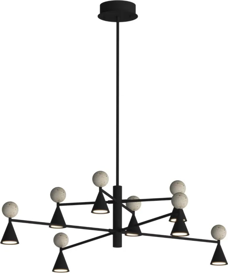 Lustra LED moderna Art Deco Bingo negru/ travertin