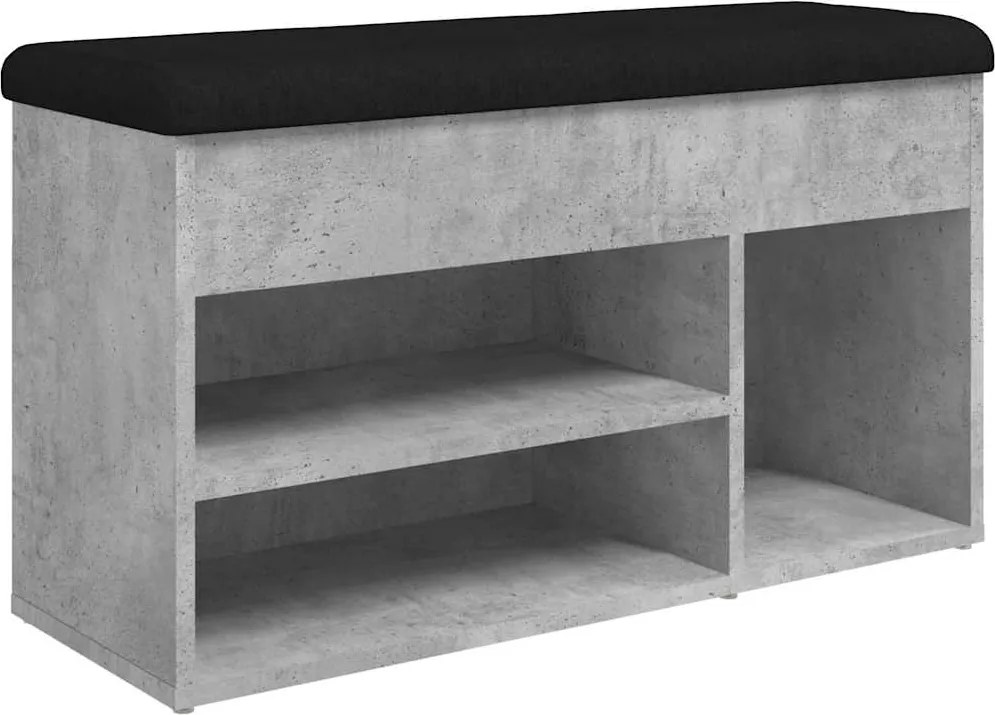 vidaXL Bancă de pantofi, gri beton, 82x32x45,5 cm, lemn prelucrat