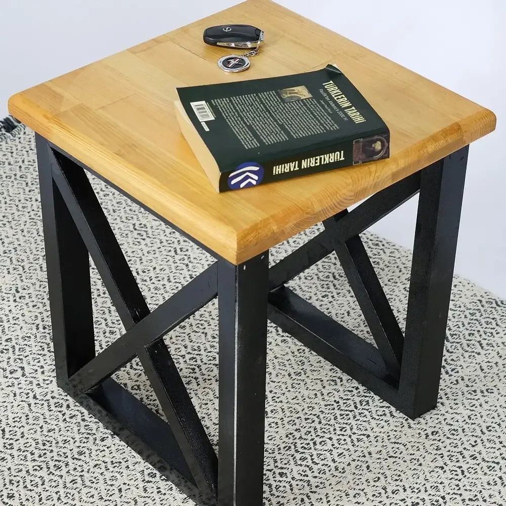 Masuta cafea lemn Country Homs 45 x 40 x 40, nuc si negru