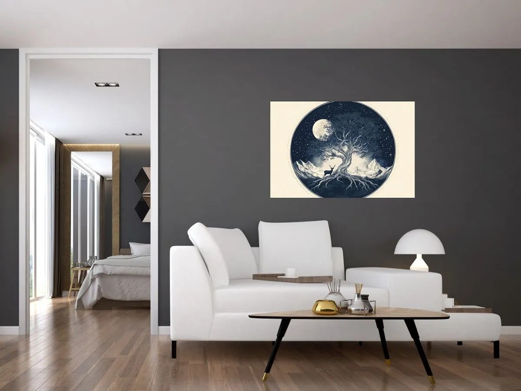 Tablou – Arbore magic cu cerb I. (90x60 cm)