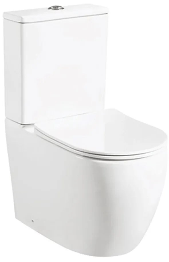 Set vas WC compact pe pardoseala Rune Gunvor Rimless alb cu rezervor si capac softclose