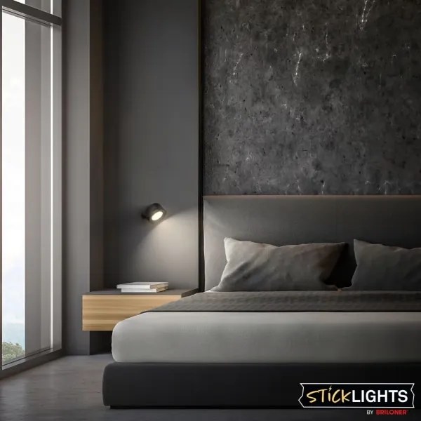 Briloner 3896015 - Aplica de perete LED reîncărcabilă și reglabilă, 1,6W/5V 1500 mAh, negru