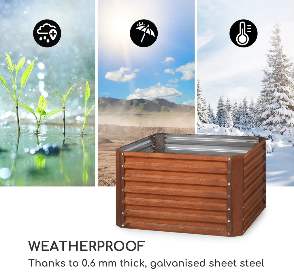 Rust Grow, pat ridicat, pat de flori de grădină, tablă din oțel zincat ...