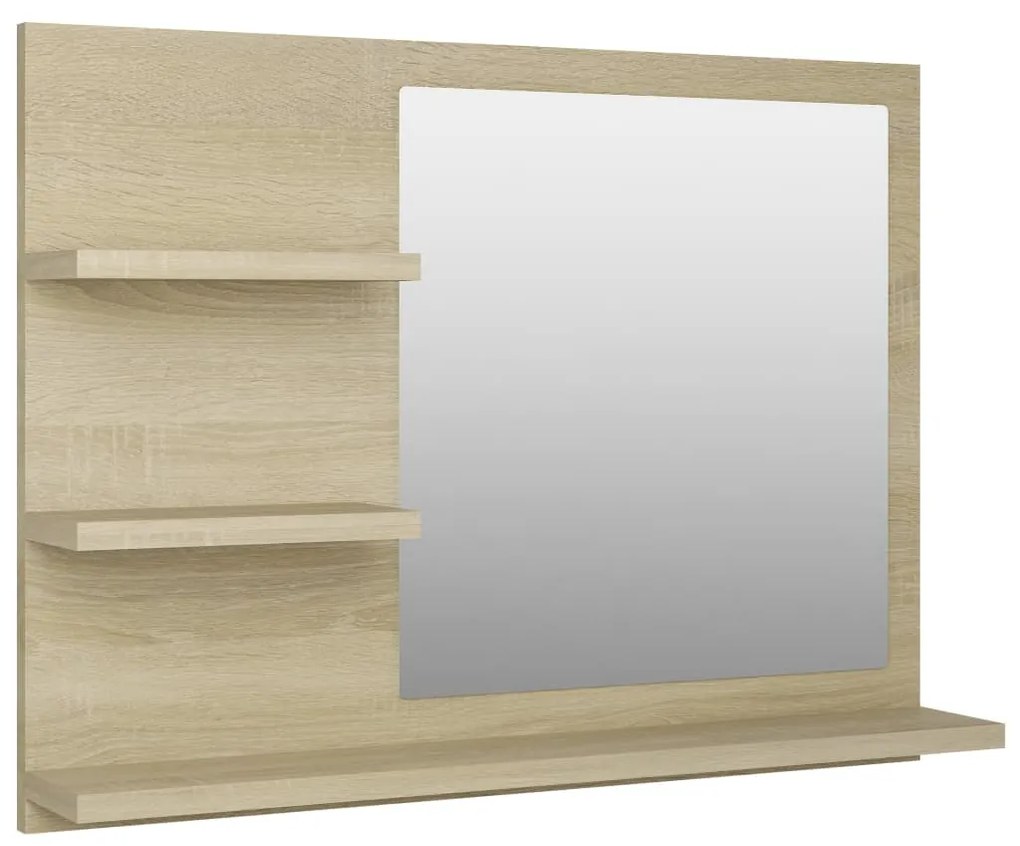 Oglinda de baie, stejar Sonoma, 60 x 10,5 x 45 cm, PAL Stejar sonoma