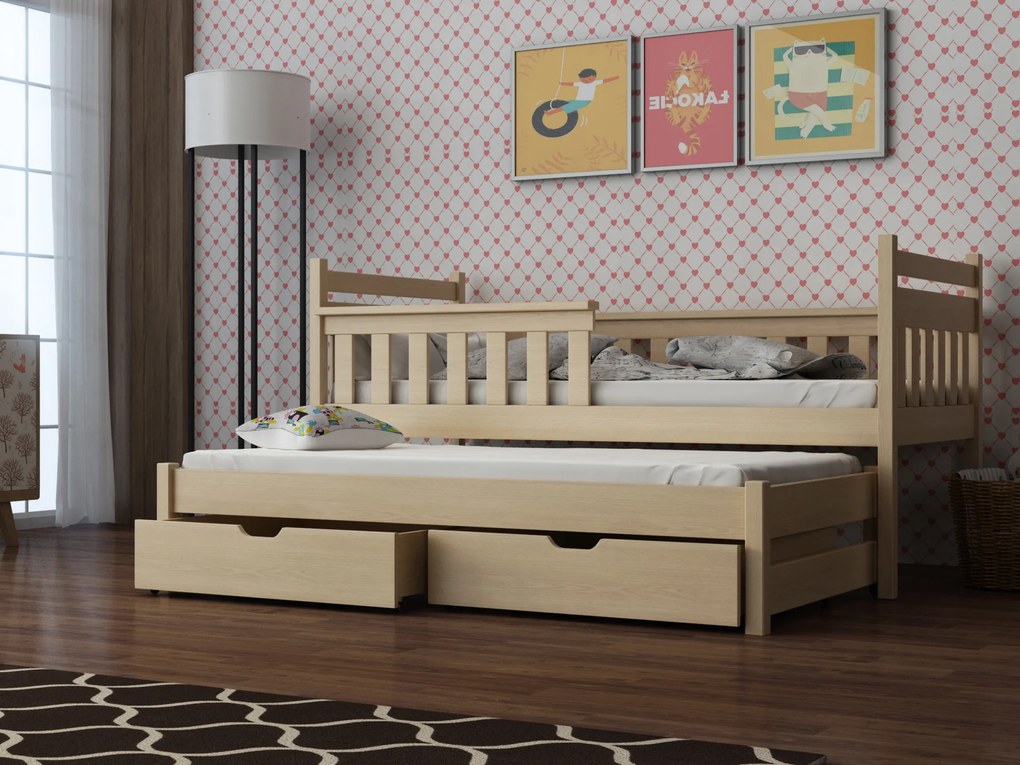 Zondo Pat pentru copii 90 x 190 cm DORIA (cu somieră și sp. depozitare) (Pin). 1013072