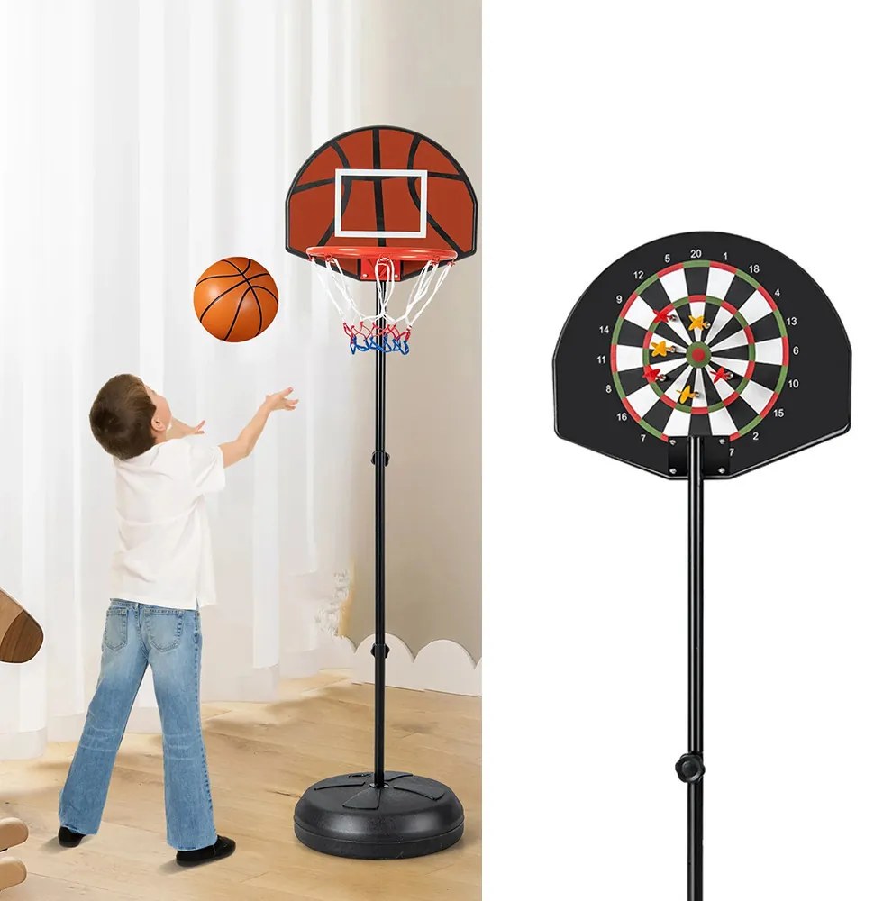 Coș de baschet 2 în 1 cu panou dublu – joc de darts inclus