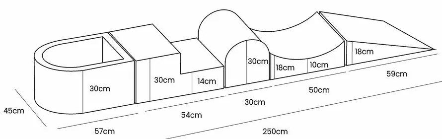 Teren de joacă din spumă kaki 5 buc. din catifea reiată înălțime 30 cm 250x45 cm Montessori – Meowbaby