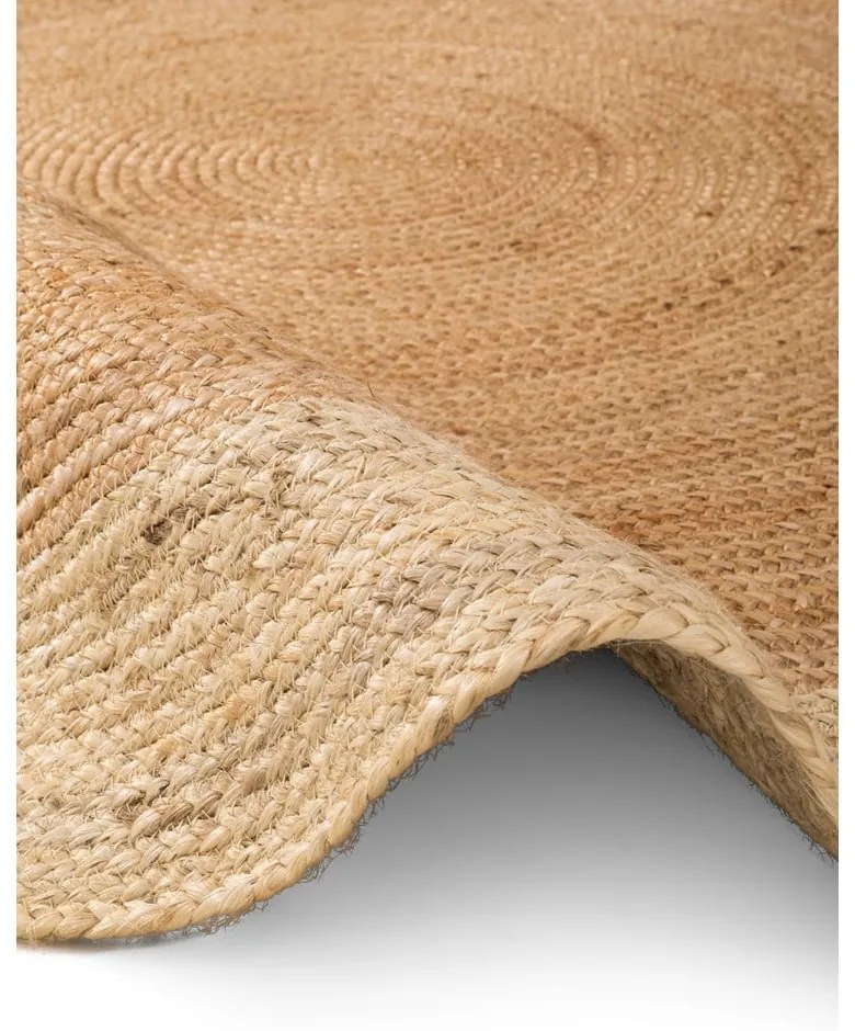 Covor în culoare naturală reversibil, țesut manual rotund din iută ø 200 cm Jutta Gold – Hanse Home