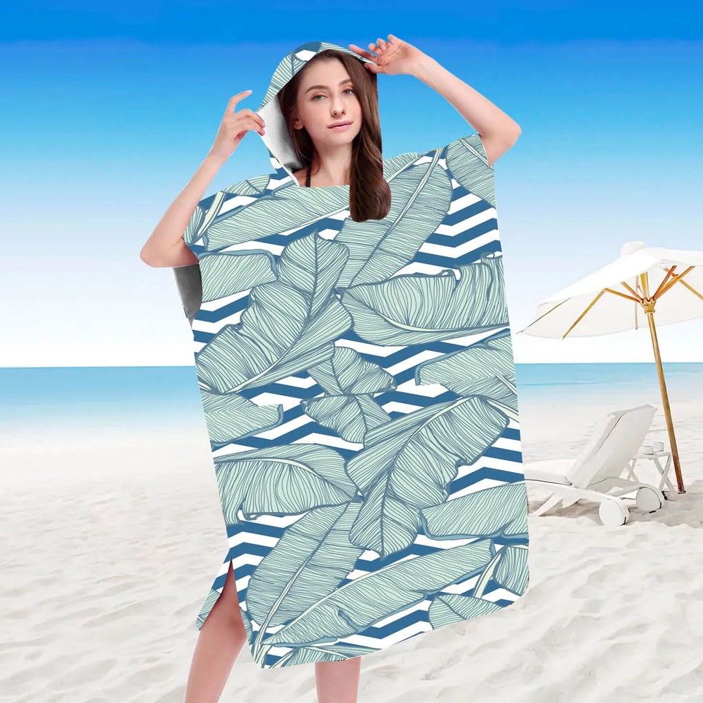 Poncho prosop de plaja NAVARI albastru 80x145 cm