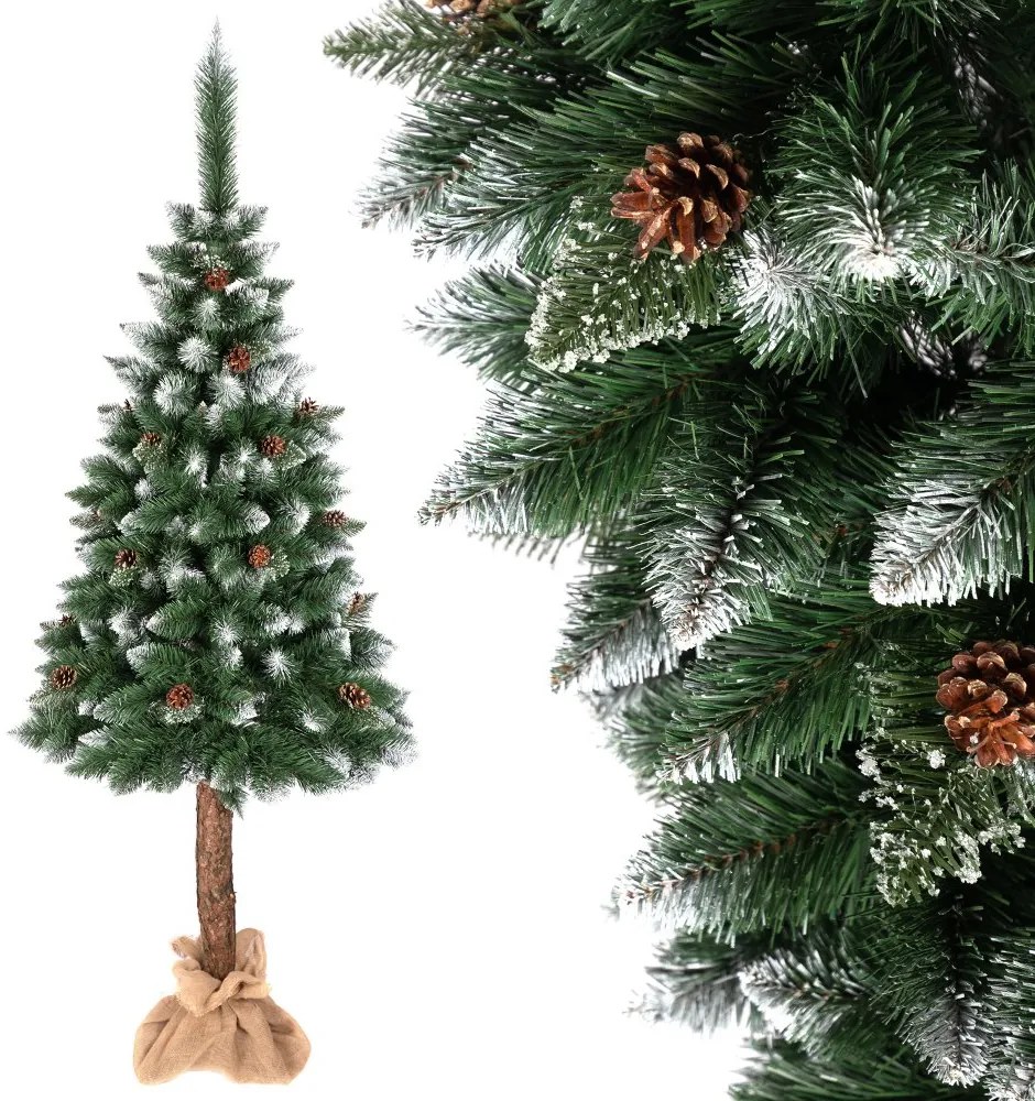 Brad de Crăciun cu conuri de pin și decorațiuni 220 cm