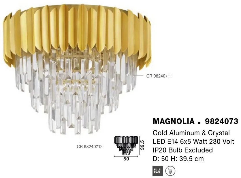 Lustra aplicata design elegant MAGNOLIA aurie