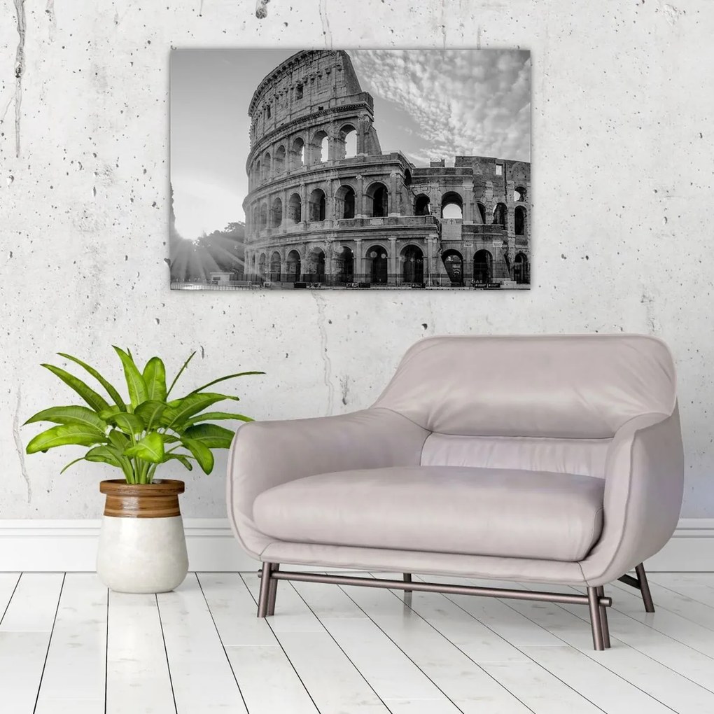 Tablou - Colosseum din Roma, alb-negru (90x60 cm)