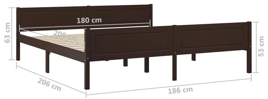 Cadru de pat, maro inchis, 180x200 cm, lemn masiv de pin Maro inchis, 180 x 200 cm