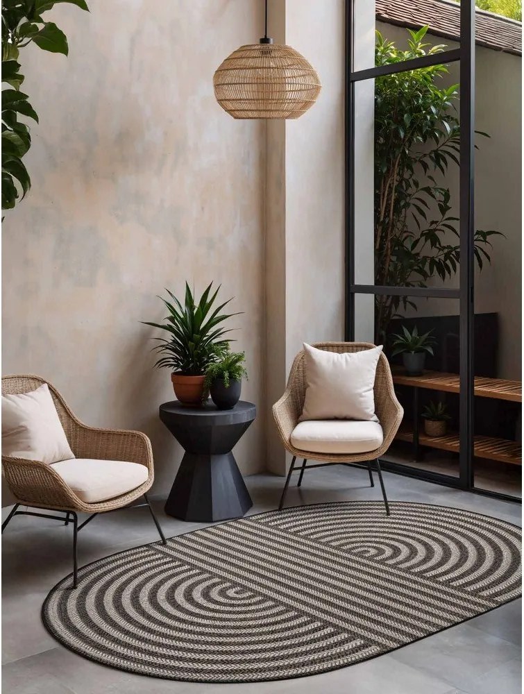 Covor pentru exterior și interior negru/crem 160x230 cm Haringey Woodfield – Ted Baker