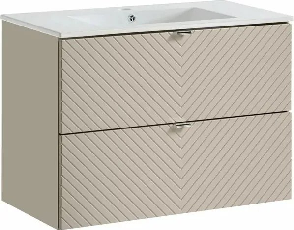 Set dulap baza suspendat 80 cm cu lavoar Comad Viva bej cașmir mat