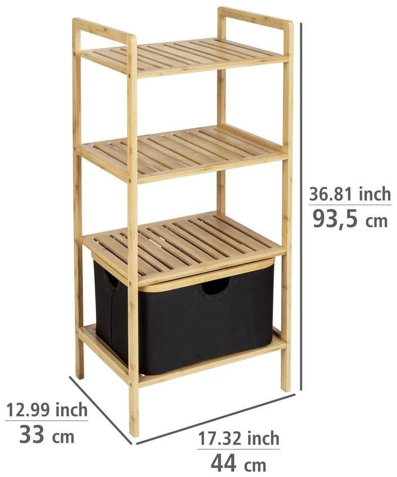 Etajeră de baie neagră/ natural din bambus 44x93,5 cm Ecori – Wenko