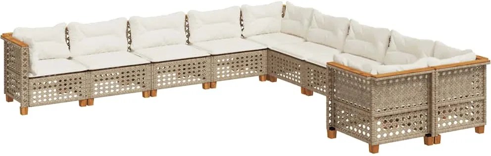 vidaXL Set canapele de grădină cu perne, 10 piese, bej, poliratan
