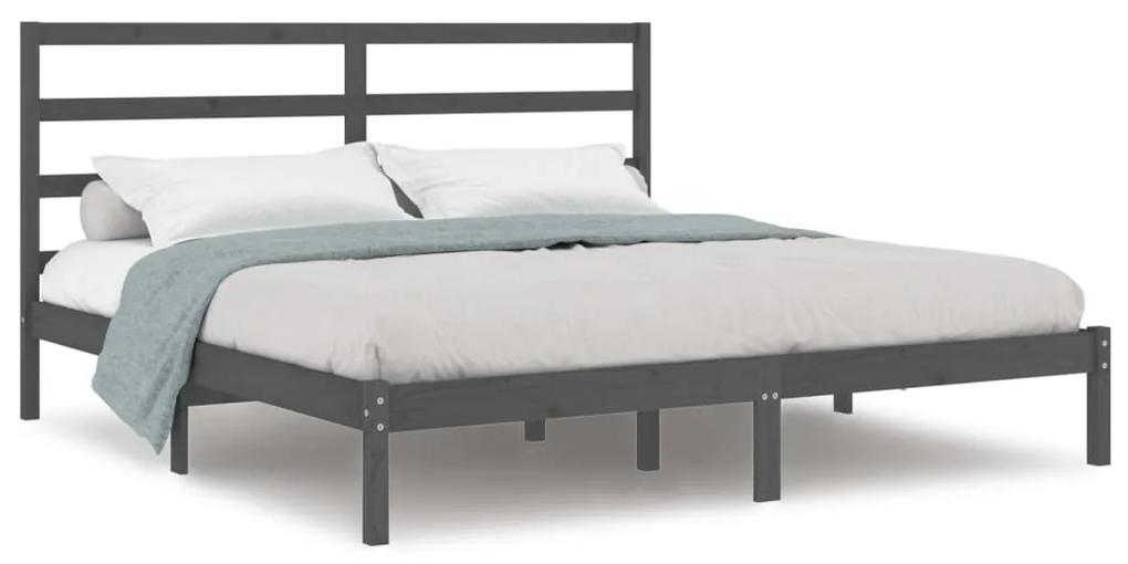 3104955 vidaXL Cadru de pat, gri, 200x200 cm, lemn masiv de pin