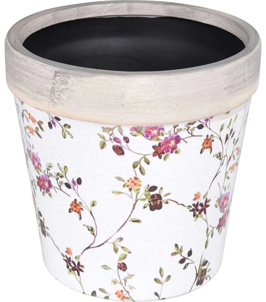 Ghiveci ceramica, 16x16x15.8 cm, 3 protectii antiderapante pe partea inferioara, multicolor