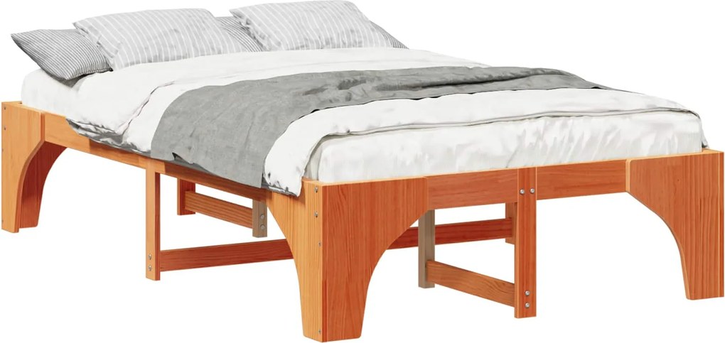 vidaXL Cadru de pat Maro 140 x 190 cm Lemn de pin masiv