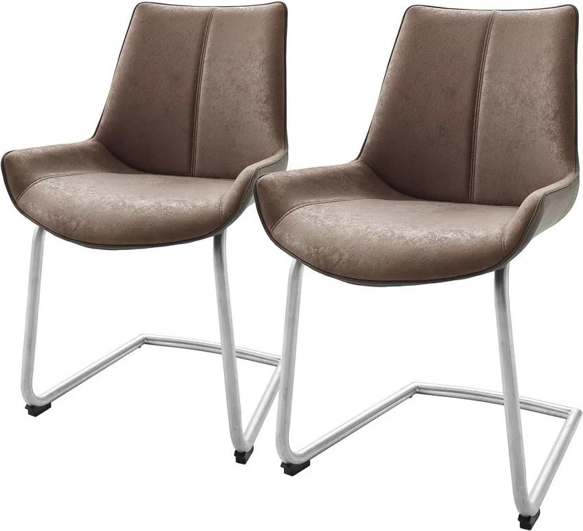 Set de 2 scaune Saval, piele sintetica, cappucino