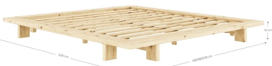 Pat matrimonial în culoare naturală din lemn de pin cu somieră 140x200 cm Japan – Karup Design