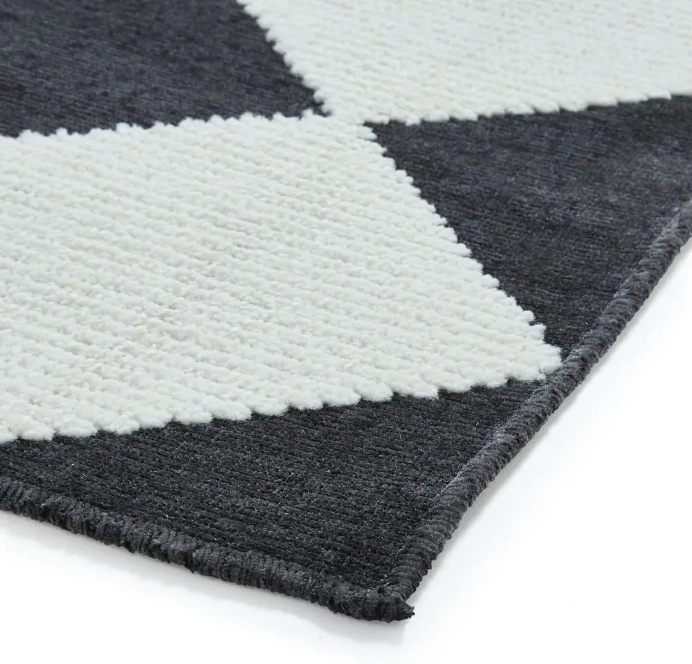Covor alb-negru lavabil 80x150 cm Lyna Charcoal&amp;White – Think Rugs