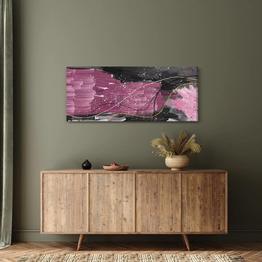 Tablou - Abstracție roz-roșu (120x50 cm)