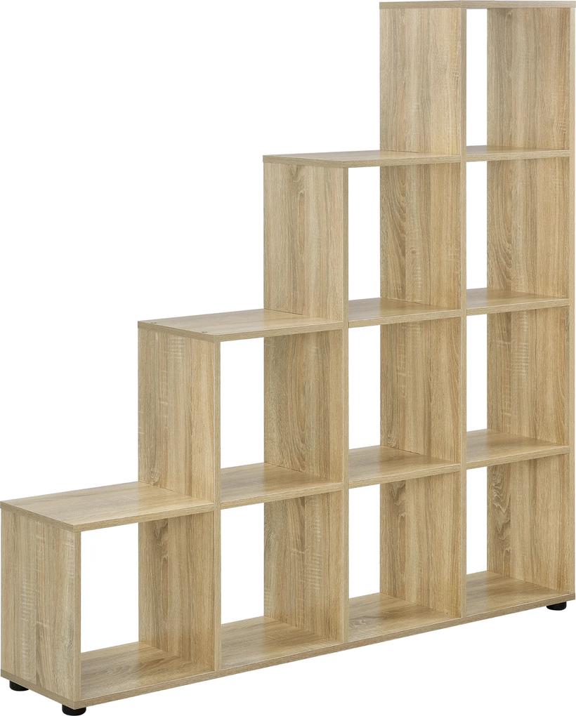 [en.casa]® Raft in trepte, cu 10 compartimente,104 x 107 x 29 cm, MDF,melamina, culoarea lemnului