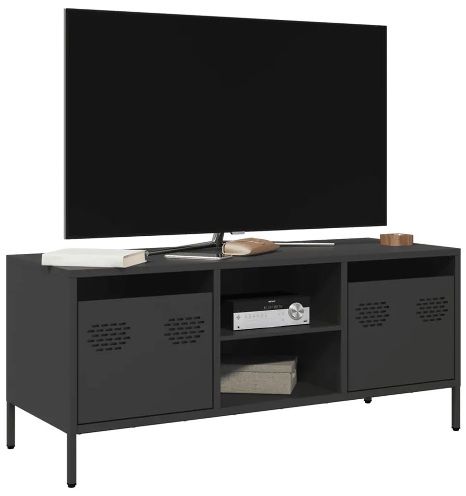 vidaXL Dulap TV, negru, 101,5x39x43,5 cm, oțel laminat la rece