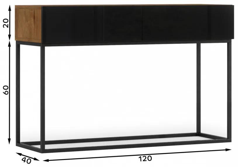 Consolă cu doua sertare, 120x80 cm, Avorio, Eltap (Culoare: Negru)