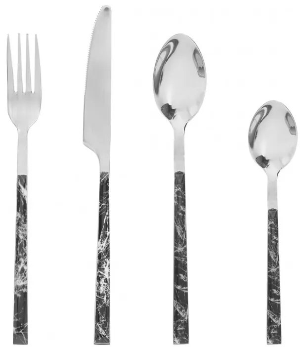 Set 24 tacamuri Black Marbel, inox, 6 persoane