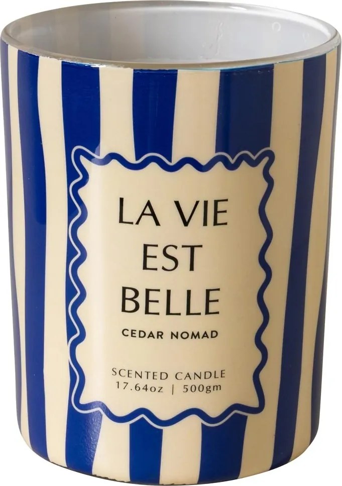 Lumânare albastră «La vie est belle» – parfum de cedru nomad