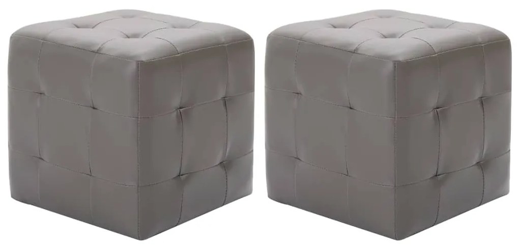 vidaXL Noptiere, 2 buc., gri, 30x30x30 cm, piele ecologică