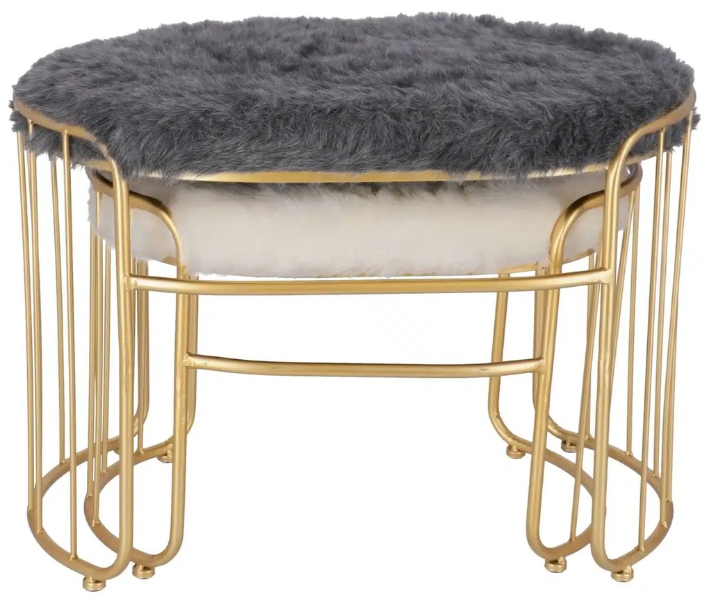 Set taburete Perla metalice cu blanita sintetica, baza aurie, design modern 2 piese