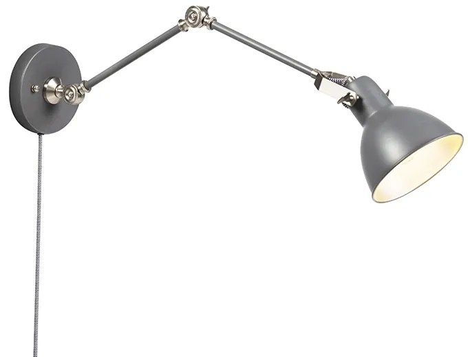 Lampă de perete industrială gri reglabilă - Dazzle
