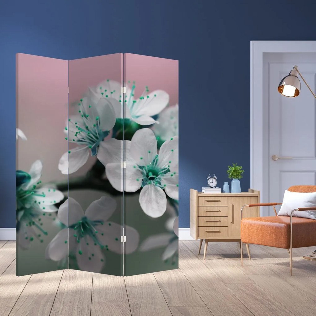 Paravan - Floare - turcoaz (126x170 cm)