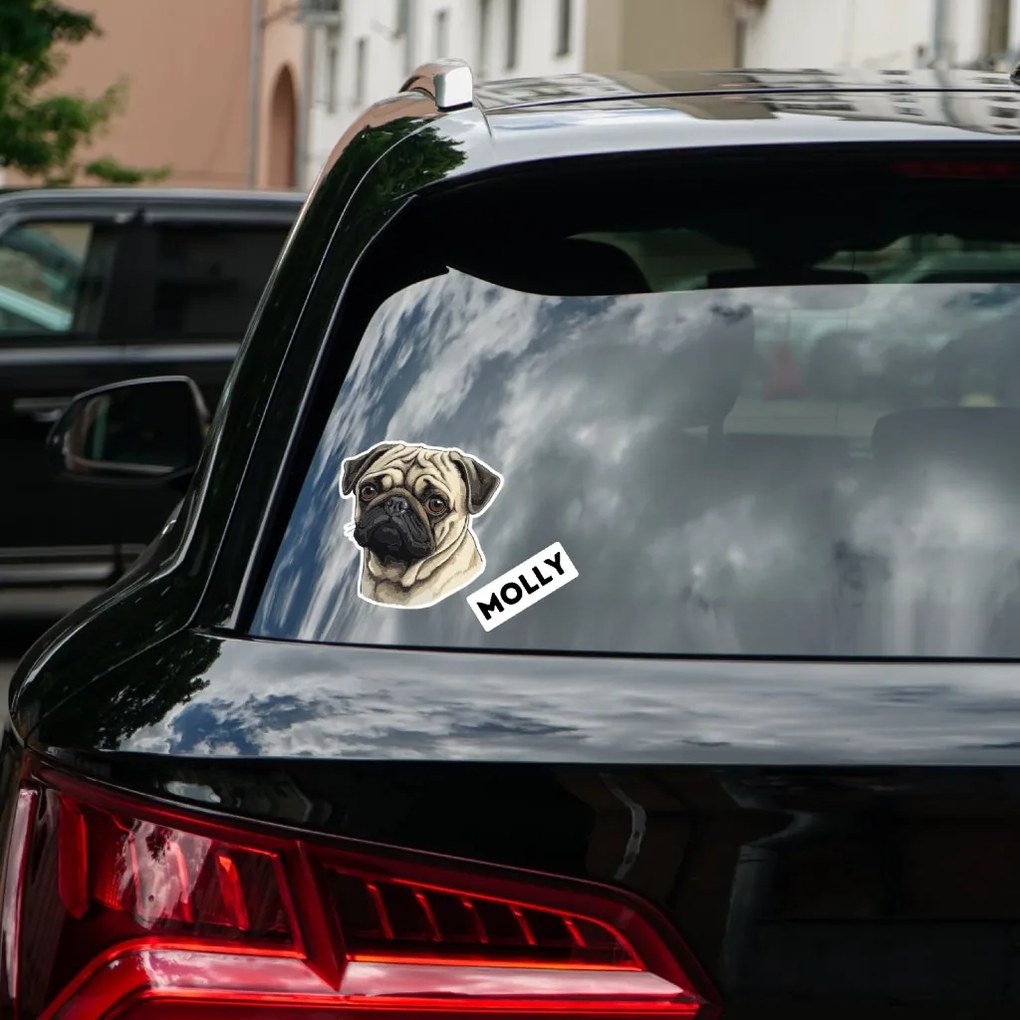 PIPPER. Autocolant Pug Dog mărimea: 60cm