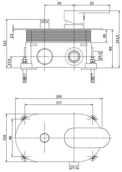 Baterie de duș pentru instalare ascunsă Cersanit S951-305 CREA crom lucios